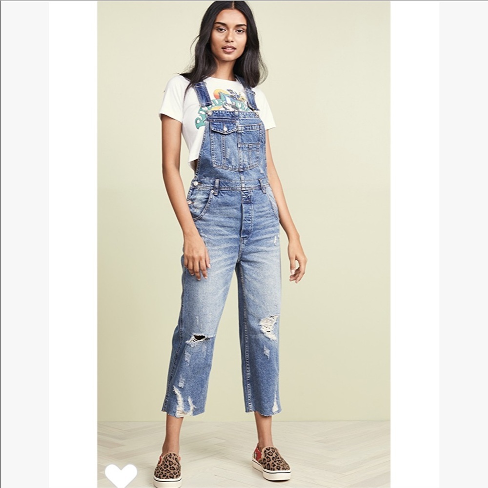 Free People Baggy Boyfriend Denim Overalls